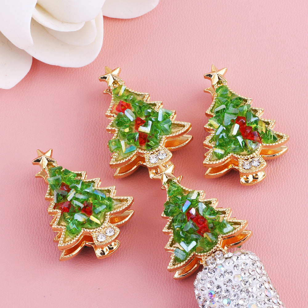 Wholesale 5pcs/pack Heavy Industry Christmas Tree Drill Ball Can Wear Straight Hole Beads